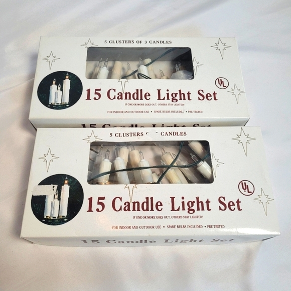 UL 15 Light White Triple Candle Christmas Light Set Lot of 2 Boxes - Picture 1 of 11